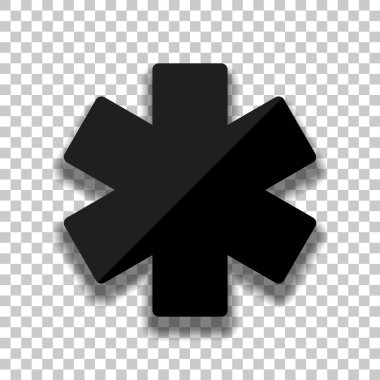 Hayat yıldızı. Saydam arka plan üzerinde yumuşak gölgeli siyah cam kutsal kişilerin resmi