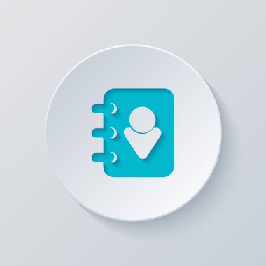 Adres defteri kapak adam simgesi olan. Gri ve mavi katmanları ile daire kes. Kağıt tarzı