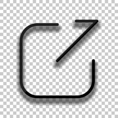 Paylaşımı, oturum kapatma veya karşıya yükleme. Çapraz ok Meydanı dışarı. Saydam arka plan üzerinde yumuşak gölgeli siyah cam kutsal kişilerin resmi