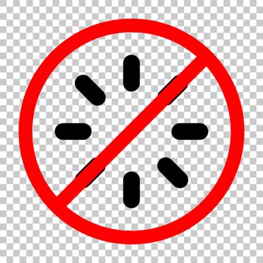 Yük ya da bekleme simgesi. Siyah kırmızı uyarı işareti şeffaf arka plan ile nesnesinde izin yok