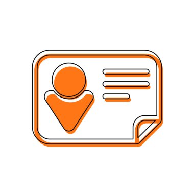 Kimlik kartı simgesi. Doğrusal tarzı. İzole simge siyah ince dağılımı ve farklı katmanlarda doldurma taşındı turuncu oluşan. Beyaz arka plan