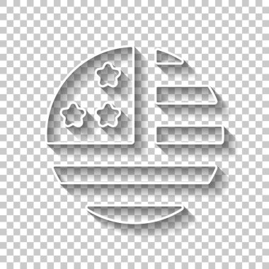 basit ABD bayrağı simgesi. Yuvarlak şekli. Gölge şeffaf arka plan üzerinde beyaz anahat işaretiyle