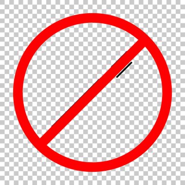 Kalem veya işareti simgesi. Siyah kırmızı uyarı işareti şeffaf arka plan ile nesnesinde izin yok