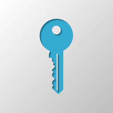 anahtar simgesi. Kağıt tasarımı. Gölge ile düzenlenen sembolü