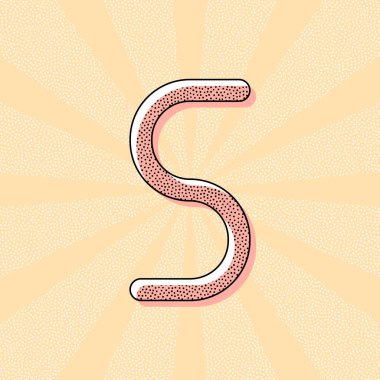 Sayı beş, sayısal, basit mektup. Retro Vintage tipografi ofset baskı etkisi ile. Çizgi roman pop sanat arka plan ile nokta poster