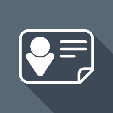 Kimlik kartı simgesi. Doğrusal tarzı. Uzun Gölge arka plan üzerinde beyaz düz simgesi