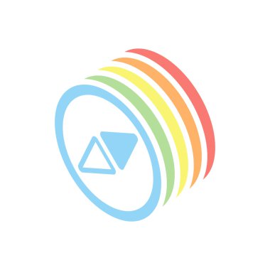 Basit pusula simgesini. Beyaz arka plan üzerinde renkli izometrik simgeler yığını