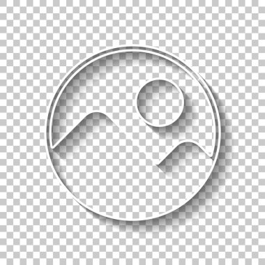 Basit resim simgesi. Gölge şeffaf arka plan üzerinde beyaz anahat işaretiyle