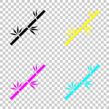 Bambu şube simgesi. Cmyk simgeleri şeffaf arka plan üzerinde renkli dizi