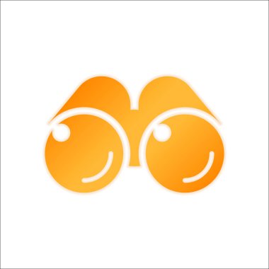 Basit dürbün simgesi. Portakal işareti beyaz arka plan üzerinde düşük ışık ile
