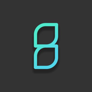 Sayı 8, rakamı, sekizinci. Renkli logo kavramı koyu arka plan üzerinde yumuşak gölge ile. Masmavi okyanus rengini simgesi