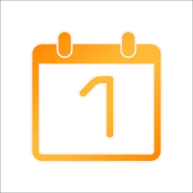 1 gün, basit simgesi ile takvim. Portakal işareti beyaz arka plan üzerinde düşük ışık ile