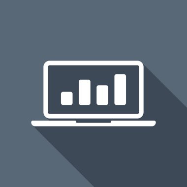 Grafik finans, büyümek. Uzun Gölge arka plan üzerinde beyaz düz simgesi