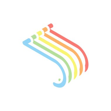 Basit ok, geriye doğru. Gezinti simgesi. Doğrusal sembolü ile ince bir çizgi. Bir çizgi stili. Beyaz arka plan üzerinde renkli izometrik simgeler yığını