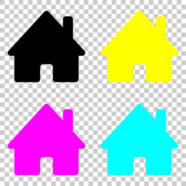 ev simgesi. Cmyk simgeleri şeffaf arka plan üzerinde renkli dizi.