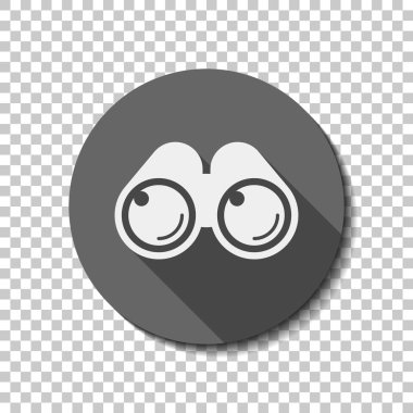 Basit dürbün simgesi. düz simgesi, uzun gölge, daire, şeffaf ızgara. Rozet veya etiket stili