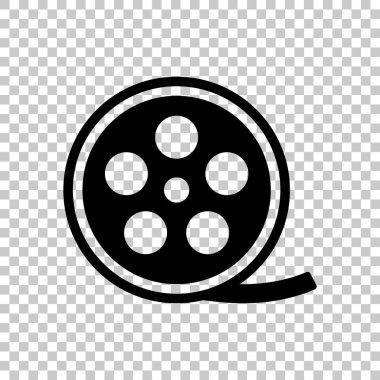 Filmi oynatın, eski film şeridi simgesi, sinema logo. Saydam arka plan siyah sembolü