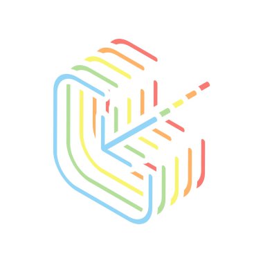 Paylaşımı, oturum açma veya indir. Çapraz ok Meydanı içine. Beyaz arka plan üzerinde renkli izometrik simgeler yığını