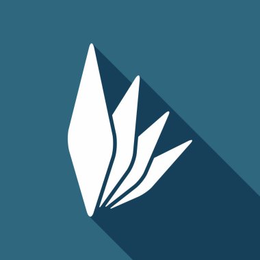 yaprak bambu. basit siluet. Uzun Gölge arka plan üzerinde beyaz düz simgesi