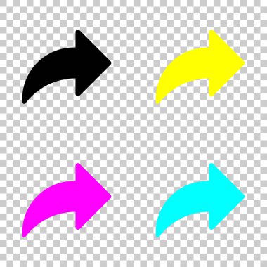 Ok ile pay kutsal kişilerin resmi. Cmyk simgeleri şeffaf arka plan üzerinde renkli dizi