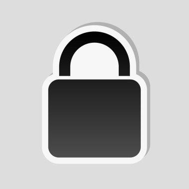 kilit simgesi. Etiket tarzı ile beyaz ve gri arka plan üzerinde basit gölge