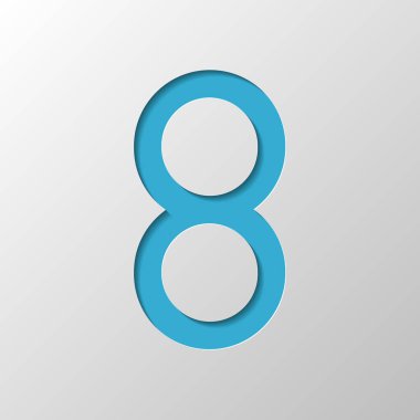 Sayı 8, sayısal, basit mektup. Kağıt tasarımı. Gölge ile düzenlenen sembolü