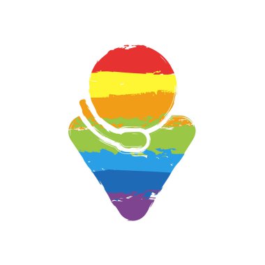 Çağrı Merkezi, erkek sembolü. Çizim işaretiyle Lgbt stil, gökkuşağı (kırmızı, turuncu, sarı, yeşil, mavi, Indigo, menekşe, yedi renk