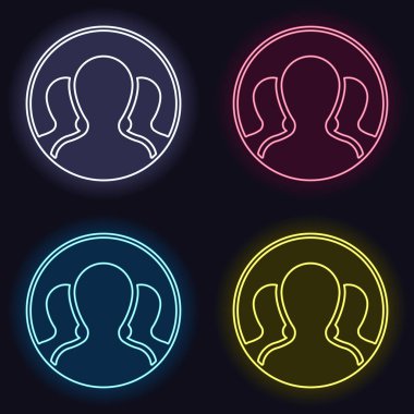 Daire, kaç kişi takımı. Neon işareti kümesi. Koyu arka plan üzerinde casino tarzı. Seamless modeli