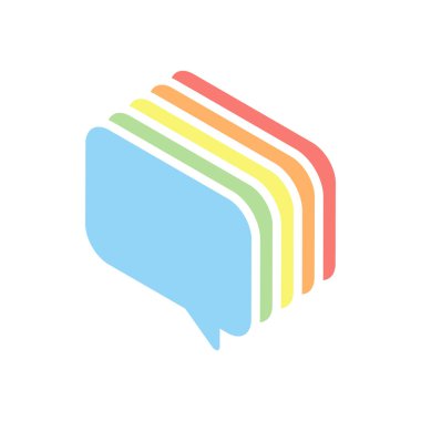 Basit metin bulut. Beyaz arka plan üzerinde renkli izometrik simgeler yığını