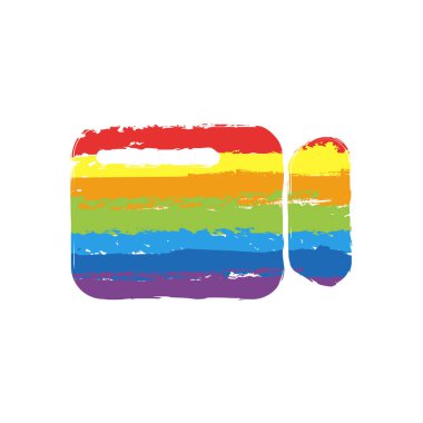 Basit video kamera simgesi. Çizim işaretiyle Lgbt stil, gökkuşağı (kırmızı, turuncu, sarı, yeşil, mavi, Indigo, menekşe, yedi renk