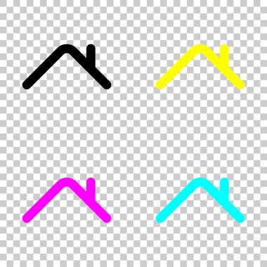 Evin çatısı. Basit doğrusal simgesi. Bir çizgi stili. Cmyk simgeleri şeffaf arka plan üzerinde renkli dizi