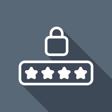 • PIN kodu ve kilit. Basit simgesi. Uzun Gölge arka plan üzerinde beyaz düz simgesi