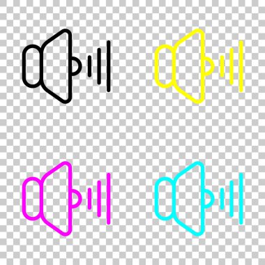 ses max simgesi. Cmyk simgeleri şeffaf arka plan üzerinde renkli dizi