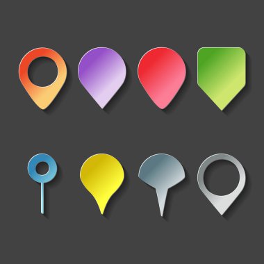 renkli harita Etiketler kağıt tarzı ile ayarlayın. Icon set