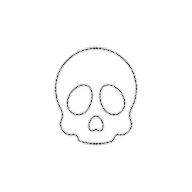 Basit kafatası simgesi. Noktalı anahat siluet gölge beyaz arka plan üzerinde