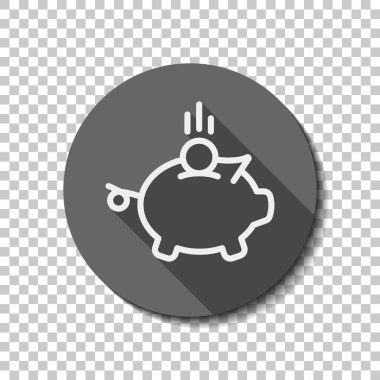 Kumbara, Doları para. İş simgesi. düz simgesi, uzun gölge, daire, şeffaf ızgara. Rozet veya etiket stili