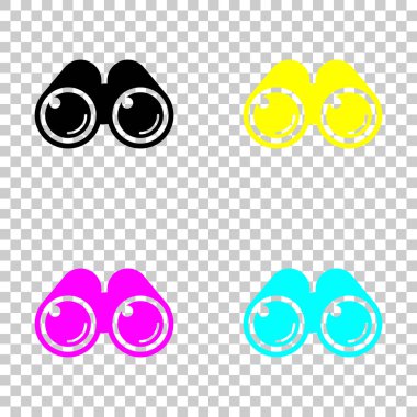 Basit dürbün simgesi. Cmyk simgeleri şeffaf arka plan üzerinde renkli dizi