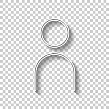 Basit kişi simgesi. Doğrusal sembol, ince anahat. Gölge şeffaf arka plan üzerinde beyaz anahat işaretiyle