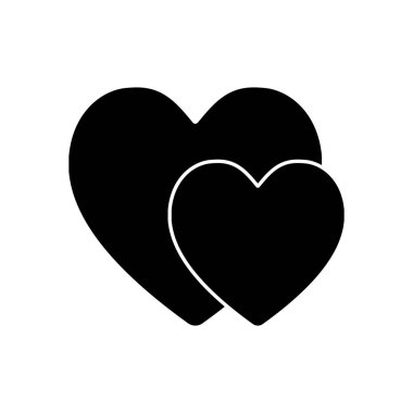 2 hearts. Basit simgesi. Beyaz arka planda siyah simgesi