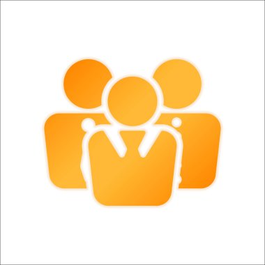 Office insanlar, takım. Portakal işareti beyaz arka plan üzerinde düşük ışık ile