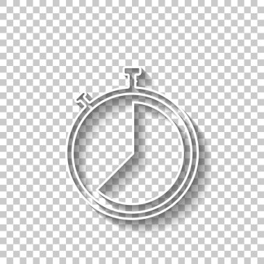 Kronometre. basit simgesi. Gölge şeffaf arka plan üzerinde beyaz anahat işaretiyle