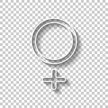 cinsiyet sembolü. Doğrusal sembolü. basit kadınlar simgesi. Gölge şeffaf arka plan üzerinde beyaz anahat işaretiyle