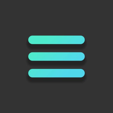 Hamburger menü. Web simgesi. Renkli logo kavramı koyu arka plan üzerinde yumuşak gölge ile. Masmavi okyanus rengini simgesi