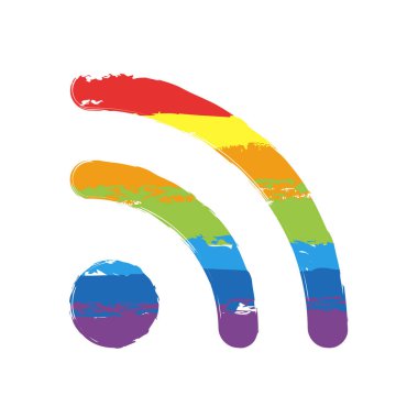 RSS simgesi. İşareti Lgbt style, gökkuşağı kırmızı, turuncu, sarı, yeşil, mavi, Indigo, menekşe, yedi renk ile çizim