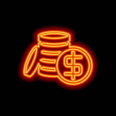 . Siyah arka plan üzerine portakal neon tarzı. Işık simgesi