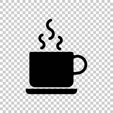 fincan sıcak çay ya da kahve simgesi. Saydam arka plan üzerinde siyah simgesi.