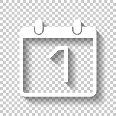 1 gün, basit simgesi ile takvim. Gölge şeffaf arka plan üzerinde beyaz simgesi