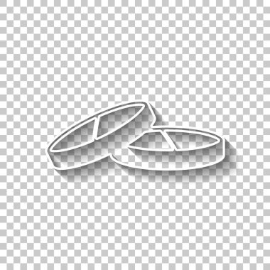 Hap ya da vitamin. Gölge şeffaf arka plan üzerinde beyaz anahat işaretiyle