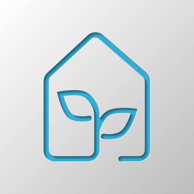 Eko ev simgesini kavramı. Kağıt tasarımı. Gölge ile düzenlenen sembolü