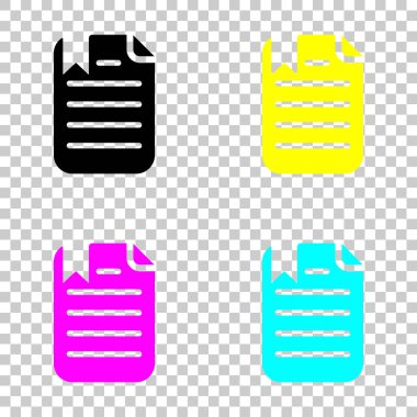 metin ve yer işareti belge. Cmyk simgeleri şeffaf arka plan üzerinde renkli dizi